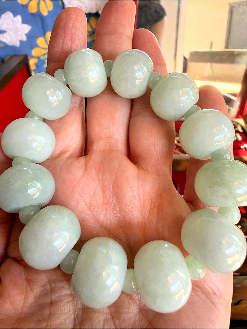 Massive Genuine Grade A Icy Jadeite Jade Statement Bracelet